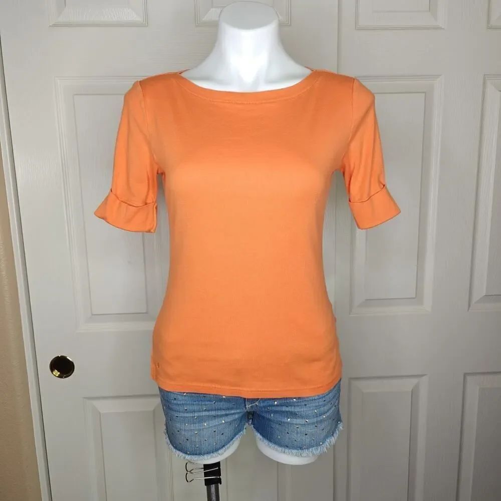 Lauren Ralph Lauren Judy stretch cotton boat neck tee sz M